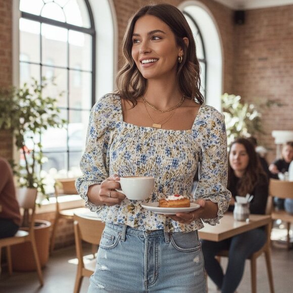 En Saison Tops - En Saison Floral Chiffon Top
